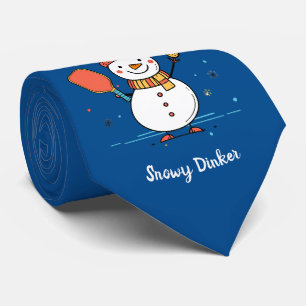 Custom text Pickleball Snowman Cheer Tie