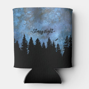 Custom Text Pine Forest Night Can Cooler