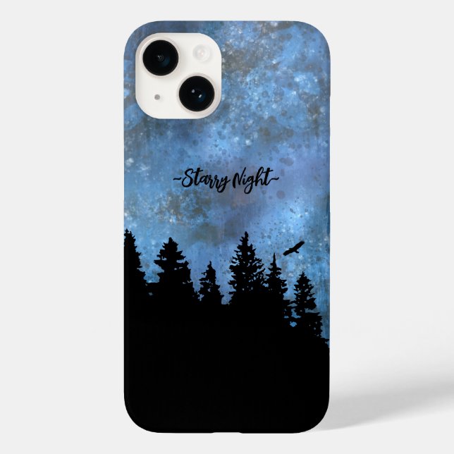 Custom Text Pine Forest Night Case-Mate iPhone Case (Back)