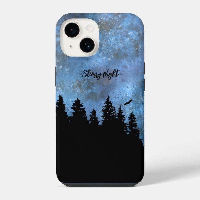 Custom Text Pine Forest Night iPhone Case (Back)