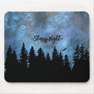 Custom Text Pine Forest Night Mouse Pad