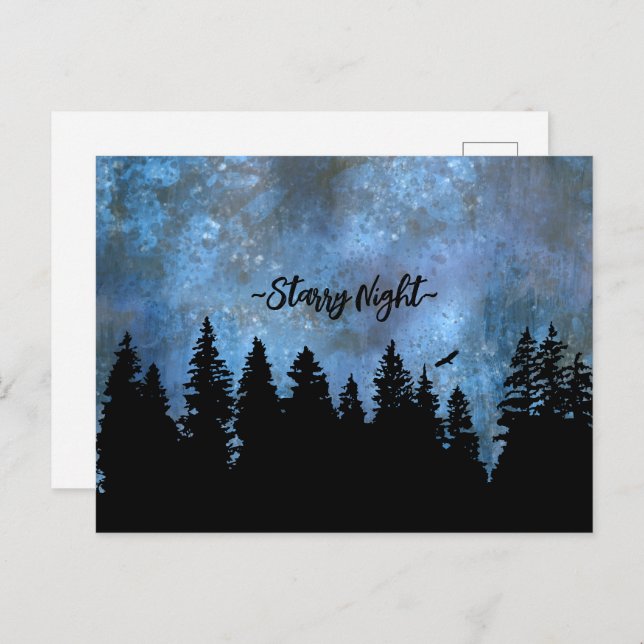 Custom Text Pine Forest Night Postcard (Front/Back)