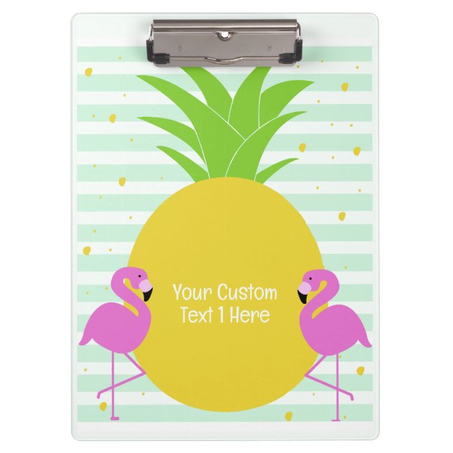 Custom Text Pineapple Flamingos Clipboard (Front)