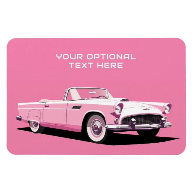 Custom Text Pink Classic Car Magnet (Horizontal)