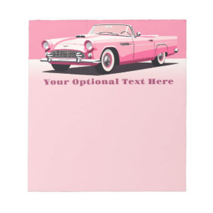 Custom Text Pink Classic Car Notepad