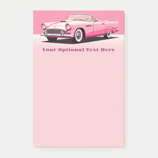Custom Text Pink Classic Car Post-it Notes (Front)