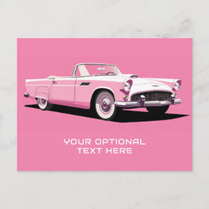 Custom Text Pink Classic Car Postcard