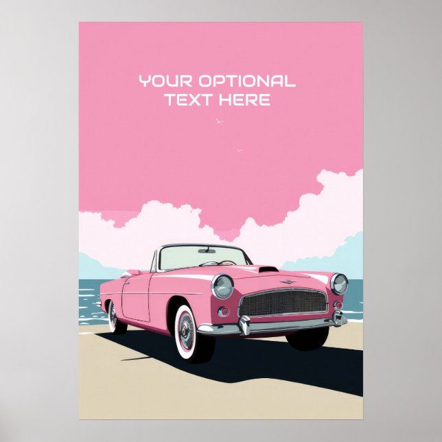 Custom Text Pink Classic Car Poster (Front)