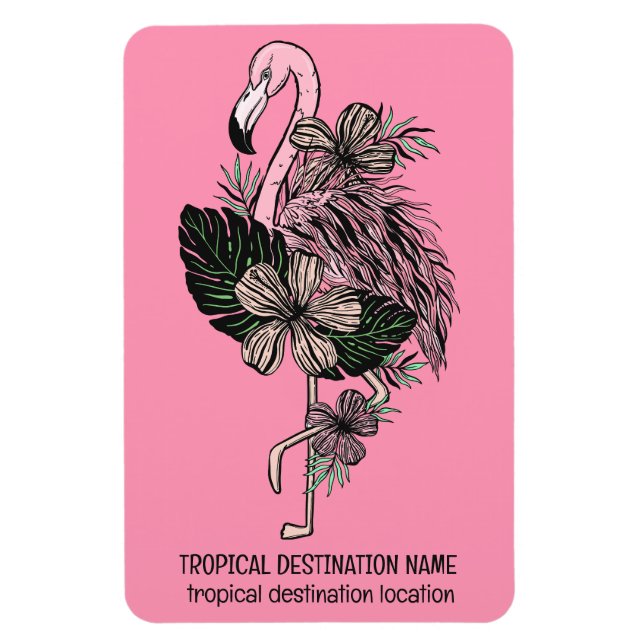 Custom Text Pink Flamingo Magnet (Vertical)