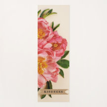 Custom Text Pink Floral Bouquet Kraft Ribbon 