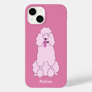Custom Text Pink Poodle Case-Mate iPhone 14 Case