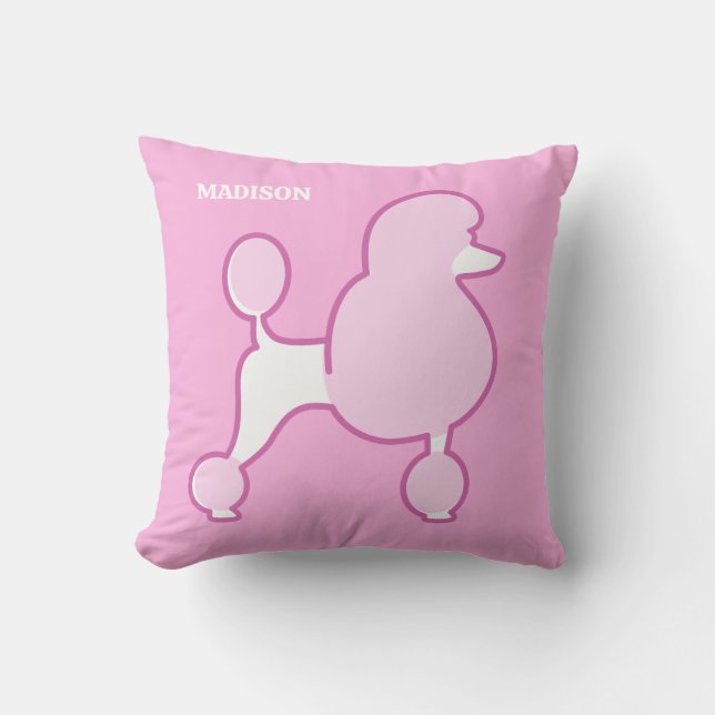 Custom Text Pink Poodle Cushion (Front)