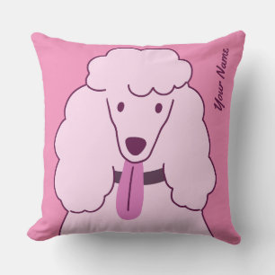 Custom Text Pink Poodle Cushion