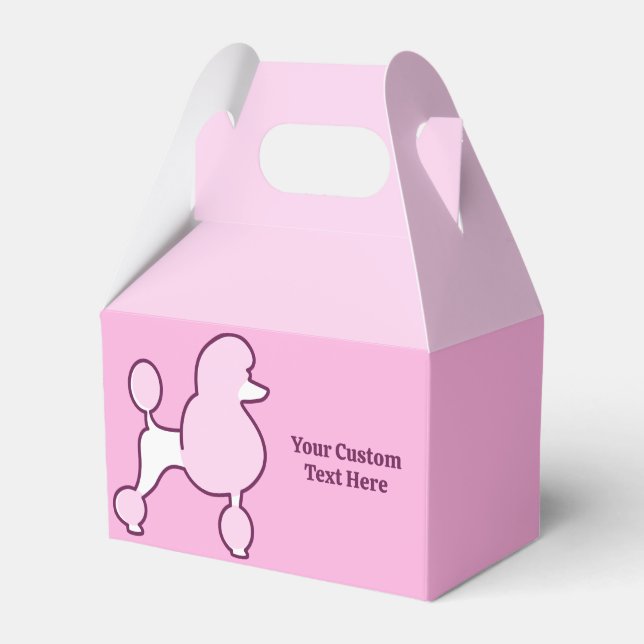Custom Text Pink Poodle Favour Box (Front Side)