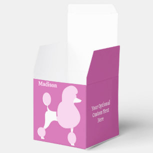 Custom Text Pink Poodle Favour Box