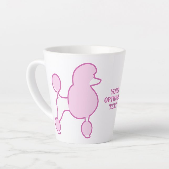 Custom Text Pink Poodle Latte Mug (Left Angle)