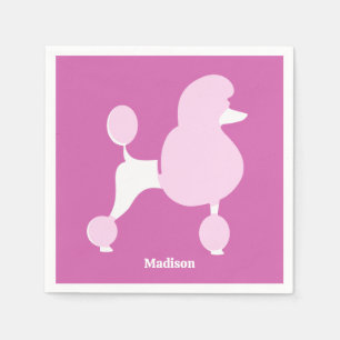 Custom Text Pink Poodle Napkin