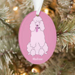 Custom Text Pink Poodle Ornament