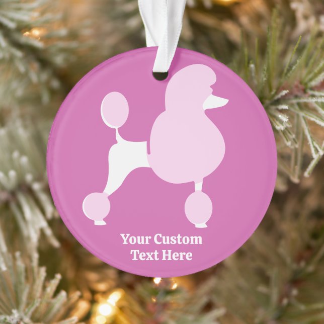 Custom Text Pink Poodle Ornament (Tree)