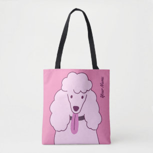 Custom Text Pink Poodle Tote Bag