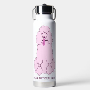 Custom Text Pink Poodle Water Bottle