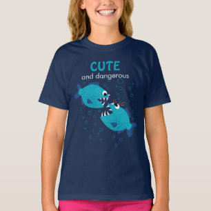 Custom Text Piranha Fish Cute And Dangerous Girl T-Shirt