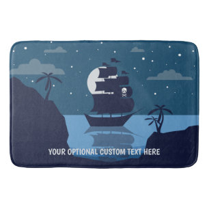 Custom text Pirate Ship bath mat