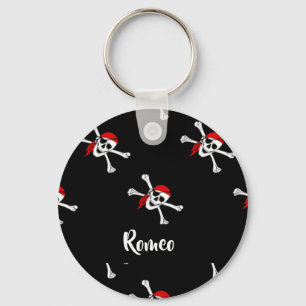 Custom text pirates pattern key ring