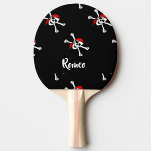 Custom text pirates pattern ping pong paddle