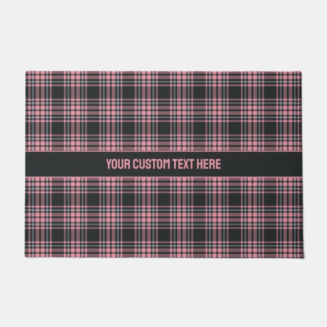 Custom Text Plaid / Tartan Pattern Doormat (Front)
