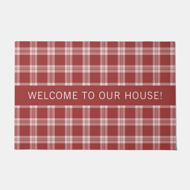 Custom Text Plaid / Tartan Pattern Doormat (Front)