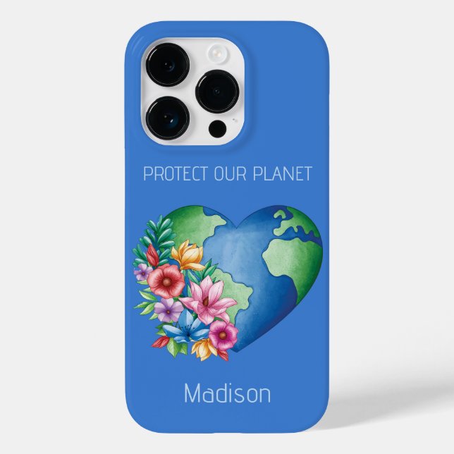 Custom Text Planet Earth Heart Case-Mate iPhone Case (Back)