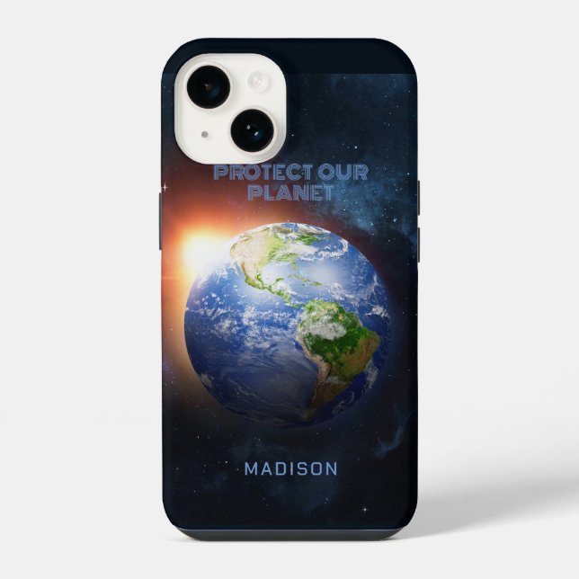 Custom Text Planet Earth iPhone Case (Back)