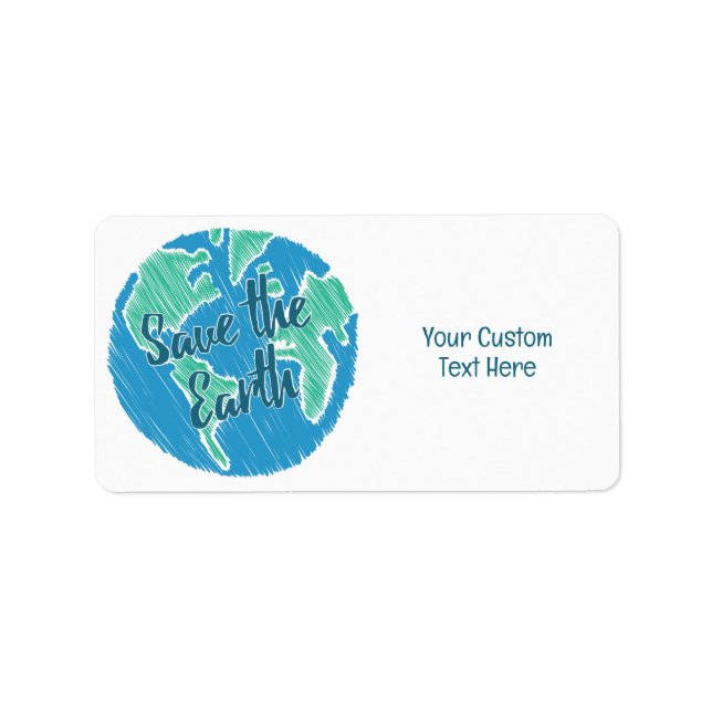 Custom Text Planet Earth Label (Front)