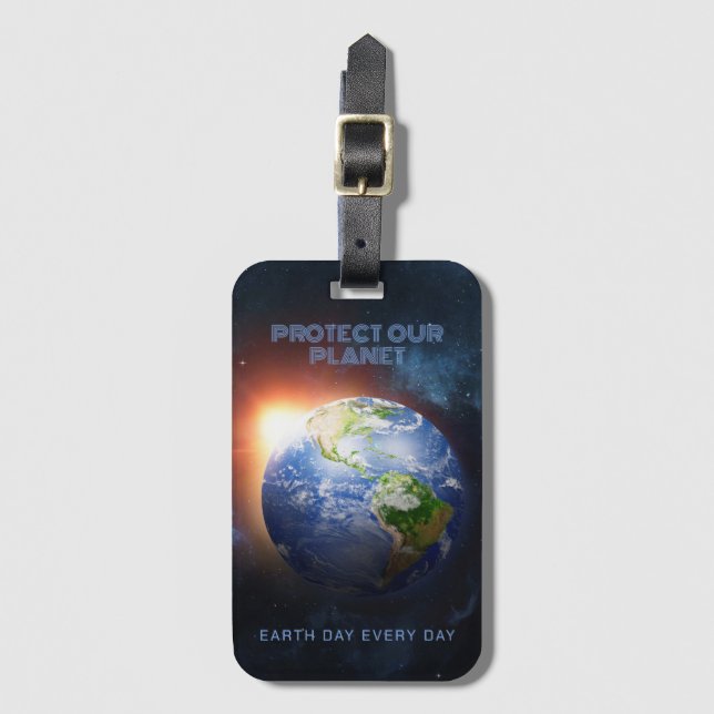 Custom Text Planet Earth Luggage Tag (Front Vertical)