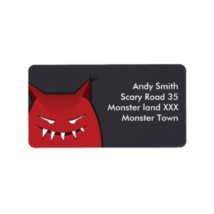 Custom Text Pointy Ears Red Evil Monster Label