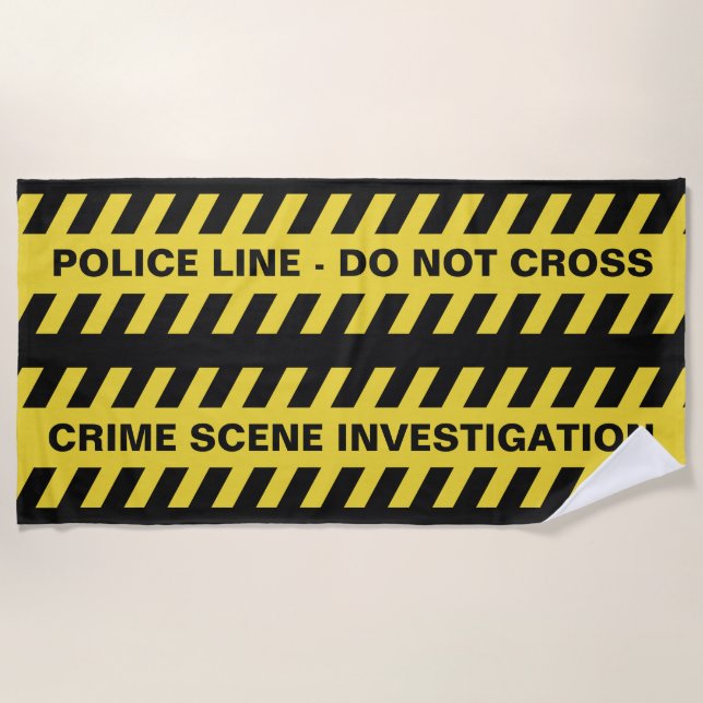 Custom Text "Police Line" beach towel (Front)
