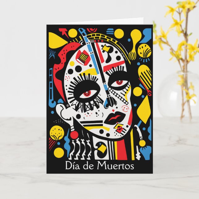 Custom text 💀 Pop Art Calavera  Card (Yellow Flower)