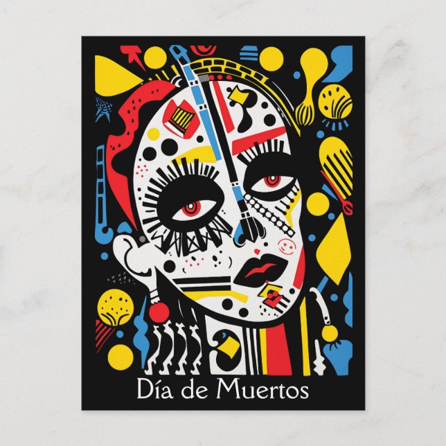 Custom text 💀 Pop Art Calavera in hat Postcard (Front)