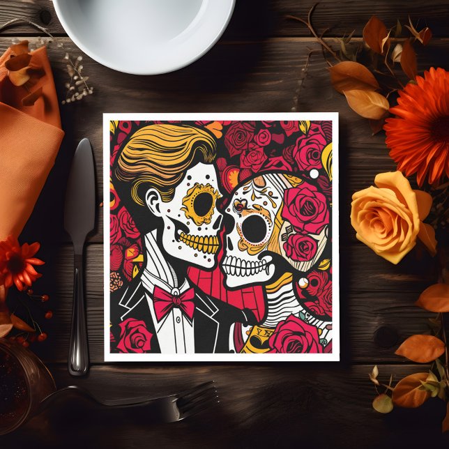 Custom text 💀 Pop Día de Muertos Napkin (Custom text 💀 Pop Día de Muertos Napkins)