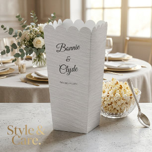 Custom Text Premium Silver Metal Texture Popcorn Favour Box