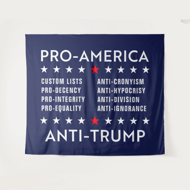 Custom Text Pro-America Anti-Trump Tapestry (Front (Horizontal))