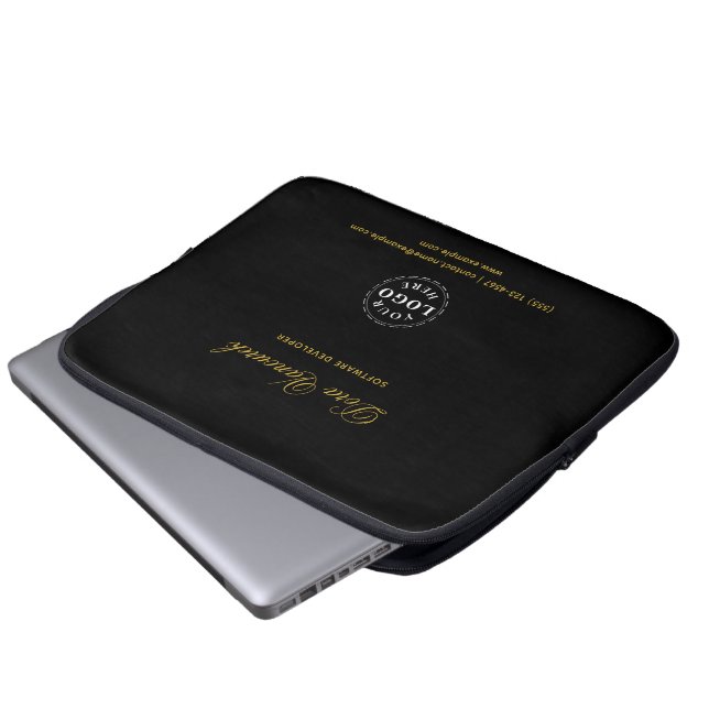 Custom Text Professional Laptop Sleeve Sleek Work  (Front Bottom)