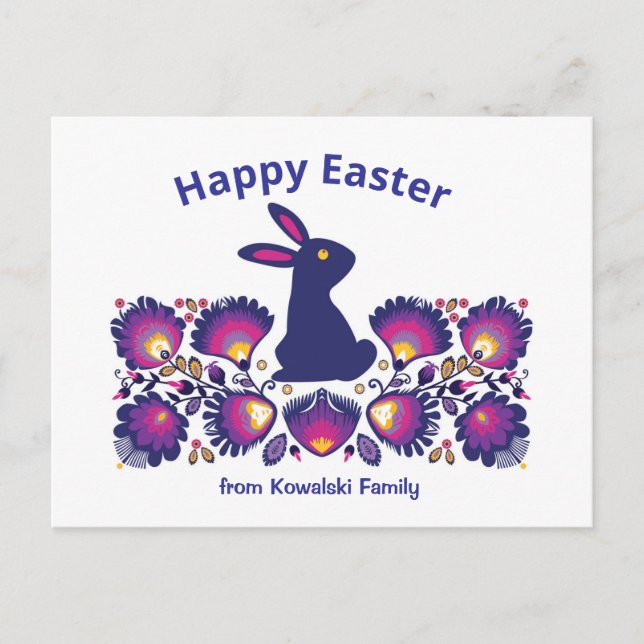Custom Text Purple Easter Folklore  Postcard (Front)