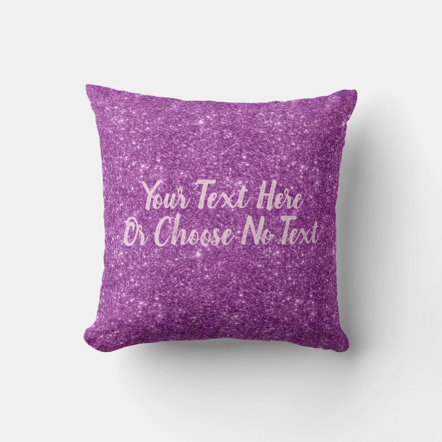 Custom Text/ Purple Faux Glitter Sparkle XOs Cushion (Front)