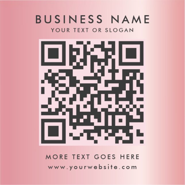 Custom Text QR Code Logo Template Rose Gold Glam (Front)