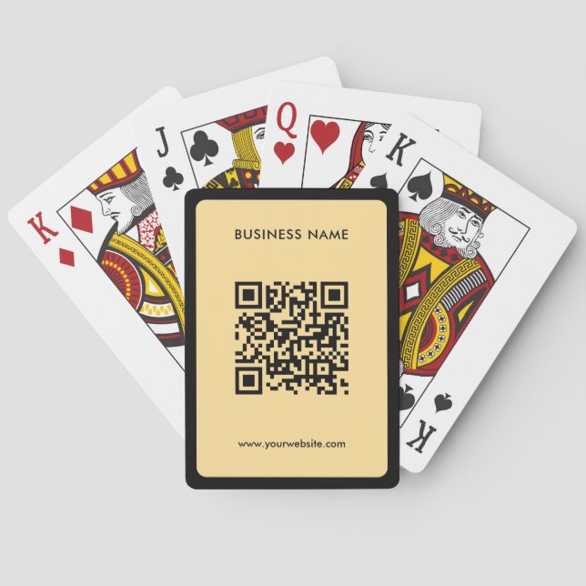 Custom Text QR Code Upload Business Logo Gold Playing Cards (Back)