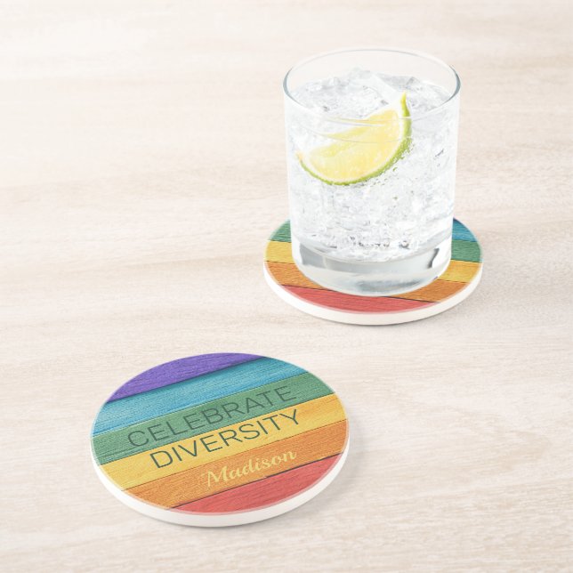 Custom Text Rainbow Coaster (Side)
