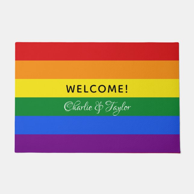 Custom text Rainbow Flag door mats (Front)