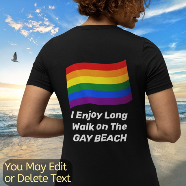 Custom Text Rainbow Flag Flying LGBTQ Gay Pride  T-Shirt (Creator Uploaded)